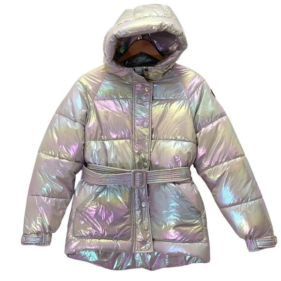 NEW Noize Bonita Holographic Puffer Jacket Size XS Metallic Tanzanite Ski Sporty - Picture 4 of 16